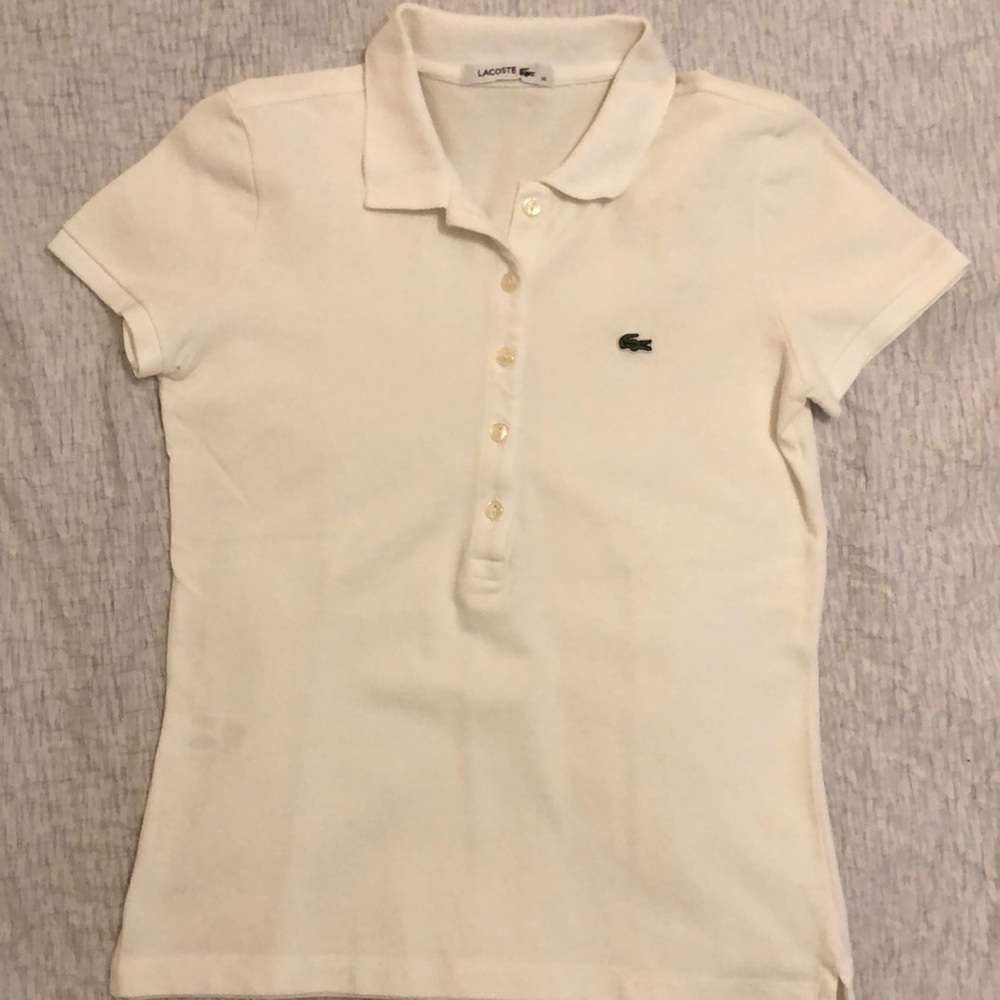White Lacoste Polo shirt; Size 38/M